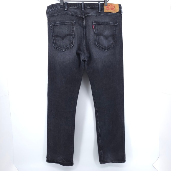 Levis Mens Jeans 501 Original 38x34 Black Straight Leg Stretch Denim Pants - Picture 3 of 12